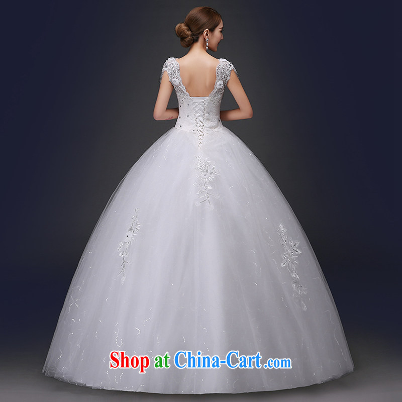 There is embroidery wedding dresses 2015 spring and summer new bride wedding dress a field package double-shoulder lace V for Korean-style with wedding dress white XXL, embroidered bridal, shopping on the Internet