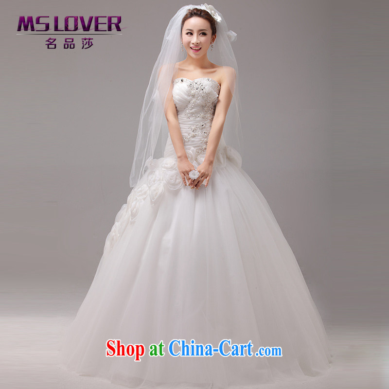 MSLover asymmetric design flowers Princess bride Korean wiped chest strap with wedding 2225 ivory L