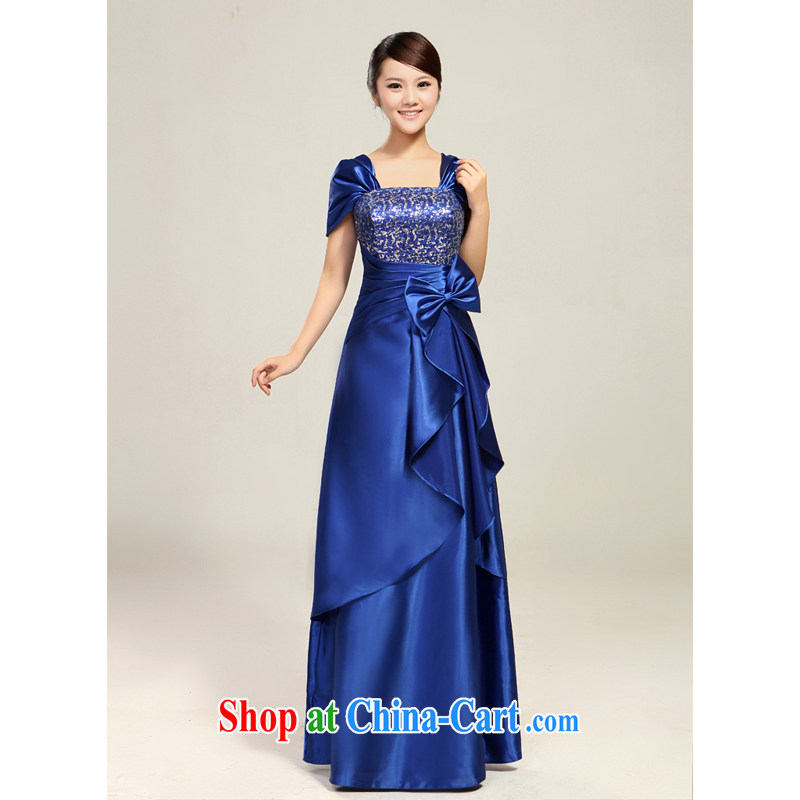 Special offers boutique dress royal blue shoulder bag, choral Service Long Service Performance costume custom dark blue XXXL, her spirit (Yanling), shopping on the Internet