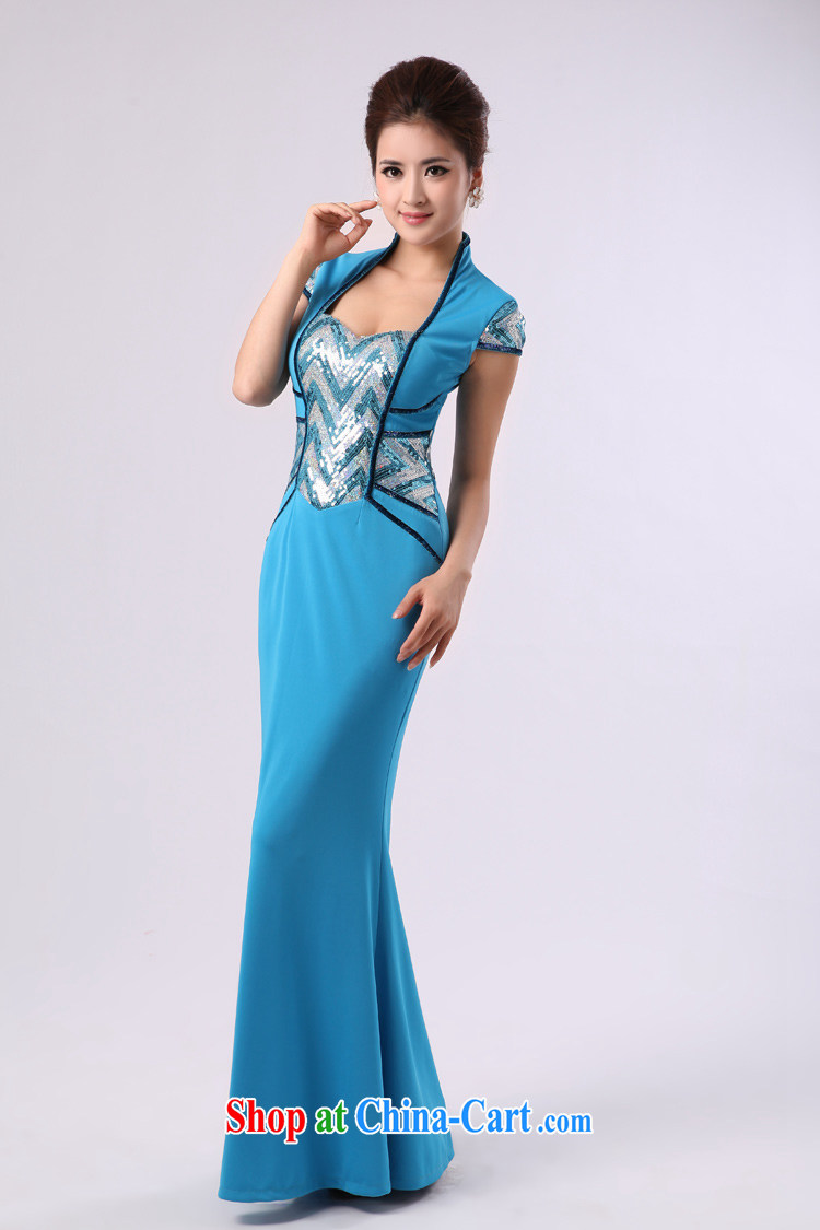 Long, elegant crowsfoot dress ethnic dance uniforms choral Service Command stage service blue custom pictures, price, brand platters! Elections are good character, the national distribution, so why buy now enjoy more preferential! Health