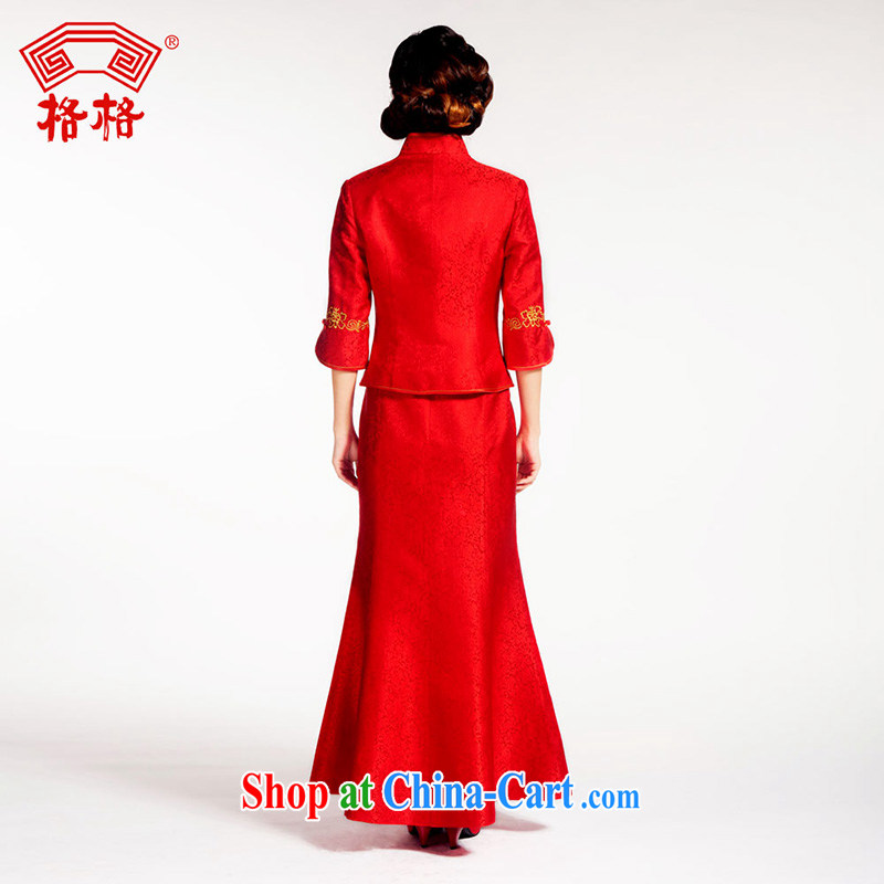 Princess cheongsam Chinese traditional wedding Montreal wedding flower embroidery really sauna silk bridal upscale dress red 3XL, giggling, shopping on the Internet