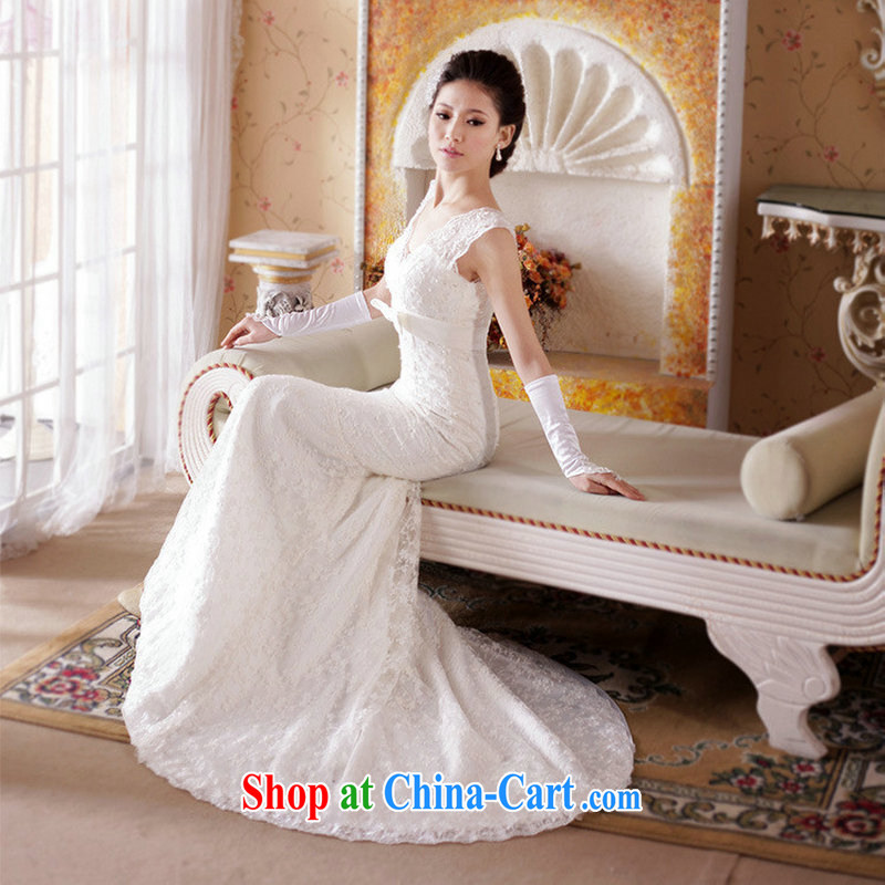 Optimize Philip Wong Yu-hong the royal old fashioned sense V Deluxe lace beauty crowsfoot tail bridal wedding XS 7017 M white XXL, optimize, and shopping on the Internet