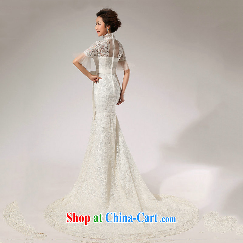 Optimize Hung-new wedding dresses, sleeved lace crowsfoot wedding small trailing double-shoulder video thin bridal wedding XS 7022 M white M, optimize, and shopping on the Internet