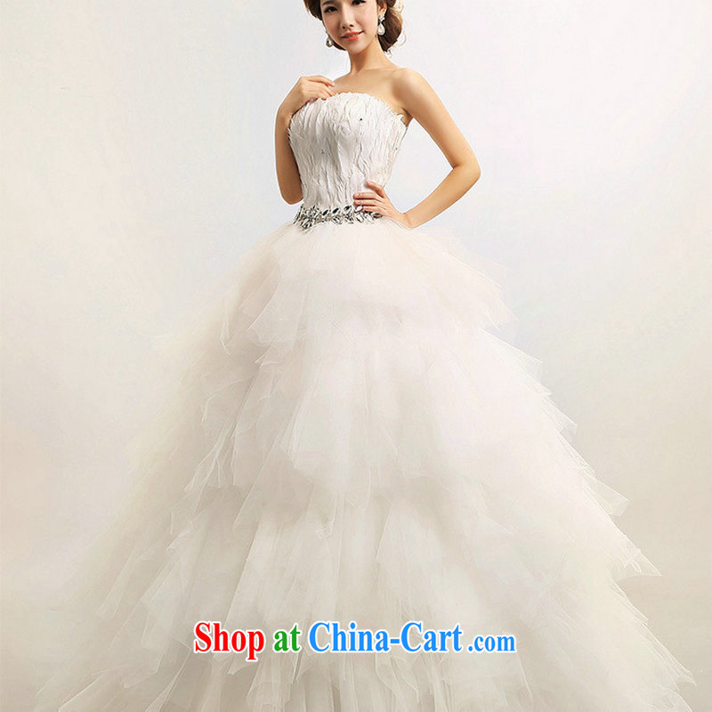 Optimize Hung-New 2013 Korean version Mary Magdalene feather chest Princess bride wedding wedding dresses XS 7080 m White XXL, optimize, and shopping on the Internet