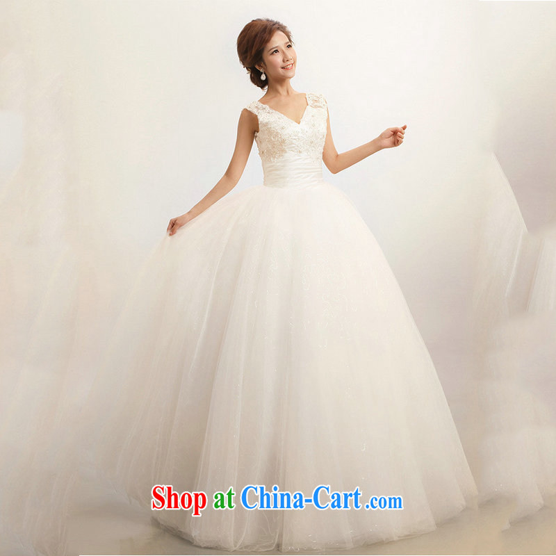 Optimize Hung-Korean video thin shoulders wedding tie lace a Field shoulder with bridal wedding dress XS 7088 m White S