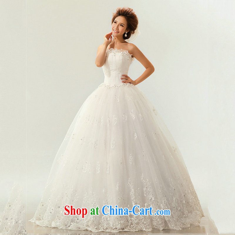 Optimize video wedding dresses new 2014 summer Korean bridal white beauty with parquet drill wiped her chest XS 7091 M white XXL