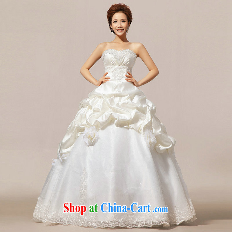 Optimize Hung-new Korean Princess style with bare chest shaggy wedding dresses XS 7099 m White XXL