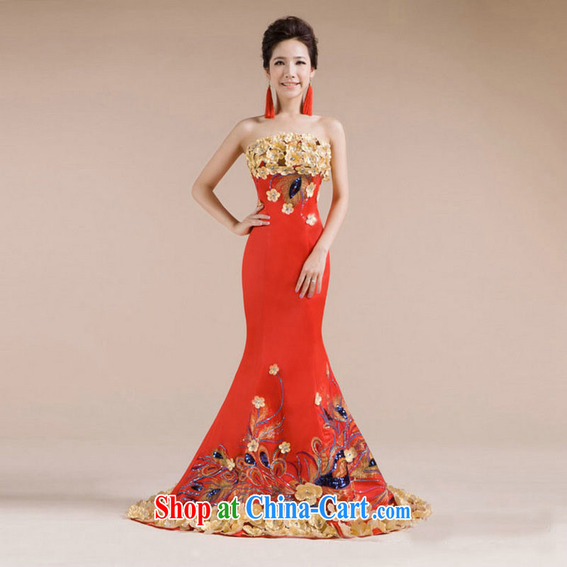 Optimized high-dress-toast luxury service banquet Phoenix embroidered long bridal replacing XS 7142 red XXL, optimize, and shopping on the Internet