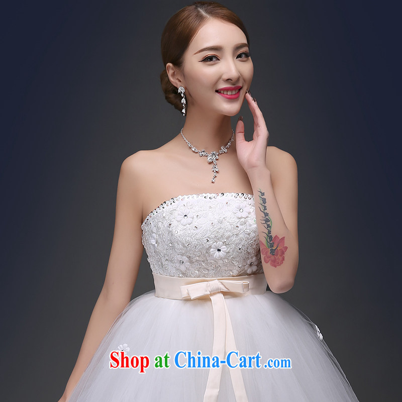 There is a bride's 2015 new Korean pregnant women high-waist bow-tie with bare chest strap sweet Princess wedding White made no return, no embroidery bridal, and shopping on the Internet