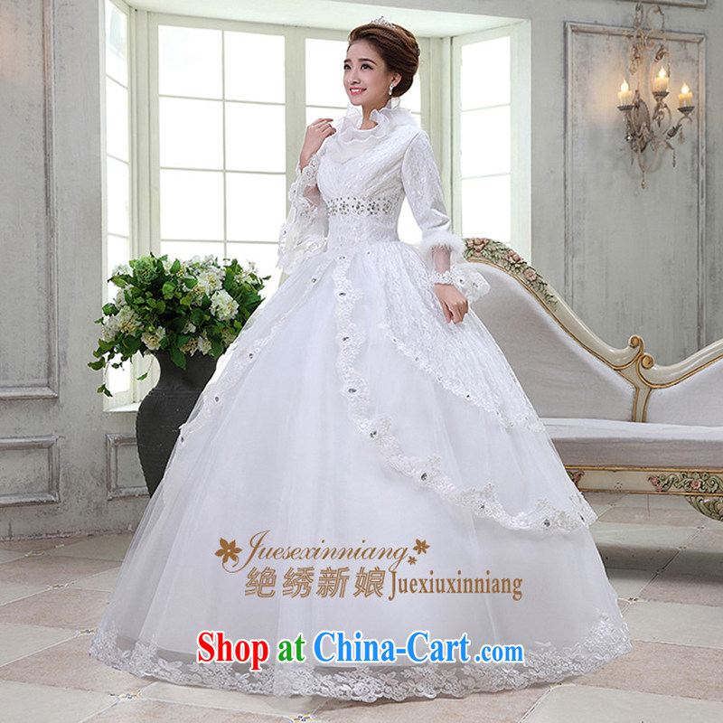 There is embroidery bridal 2015 new winter winter clothes new Korean long-sleeved wool collar thick winter cotton wedding white, is by no means embroidered bridal, shopping on the Internet