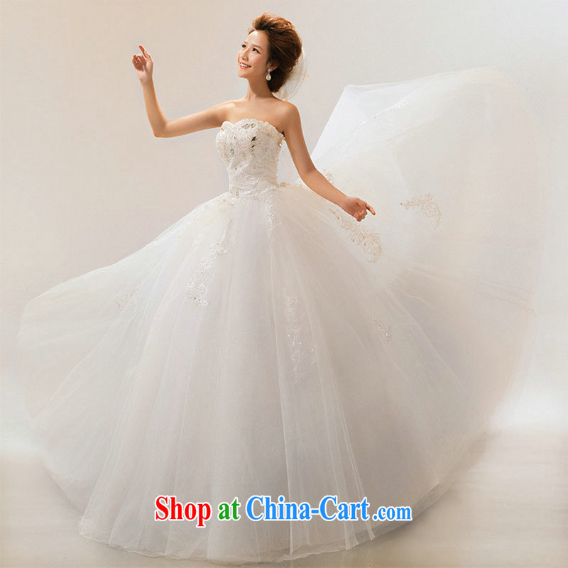 Optimize video stylish new erase chest Luxury Water drilling, with wedding Princess Korean wedding dresses video thin graphics high XS 7166 M white S