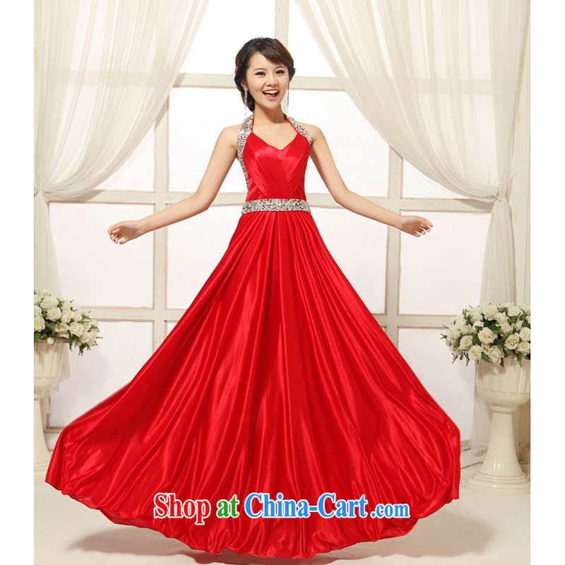 Elegant red is also nails Pearl, long, large bridal wedding dress toast service banquet dress red XXL