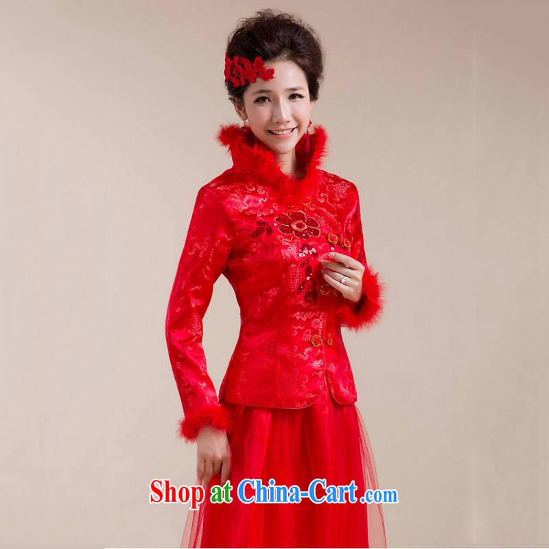 It is also optimized condolence new fluff, for multi-layer gauze drag and drop to chest embroidery flowers Chinese wedding dress XS 7148 red XXL, yet also optimize their swords into plowshares, and shopping on the Internet