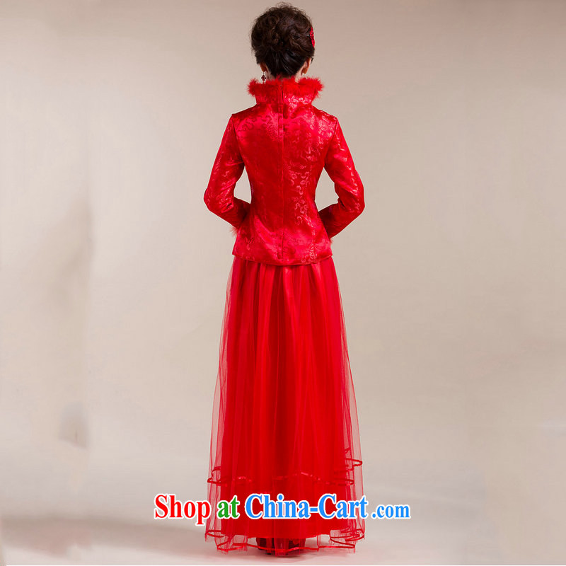 It is also optimized condolence new fluff, for multi-layer gauze drag and drop to chest embroidery flowers Chinese wedding dress XS 7148 red XXL, yet also optimize their swords into plowshares, and shopping on the Internet