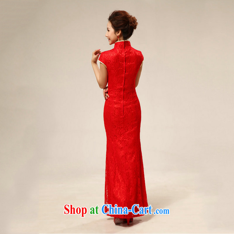 There are optimized color Kingfisher red retro lace bridal wedding dresses bows dress XS 7128 red XXL