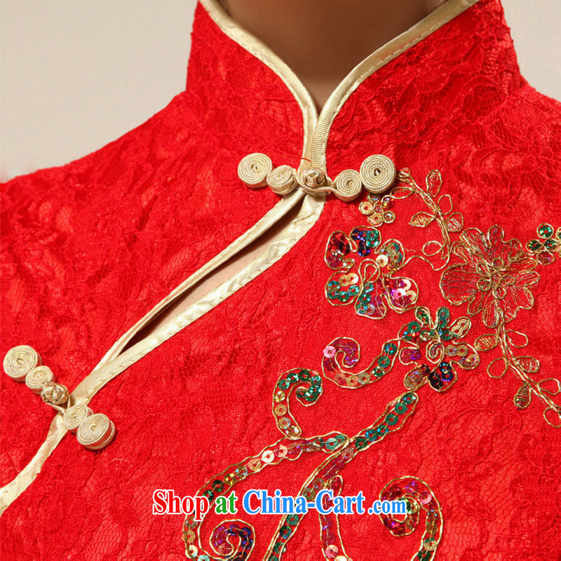 There are optimized color Kingfisher red retro lace-bride toast wedding cheongsam dress XS 7128 red XXL, yet also optimize their swords into plowshares, and shopping on the Internet