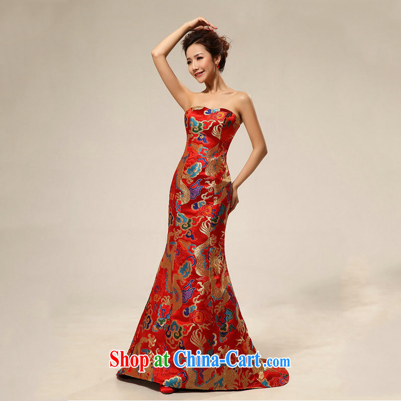 It is also optimized condolence new dragon robe dress marriages long dress XS 7107 red XXL, optimize color swords into plowshares, and shopping on the Internet