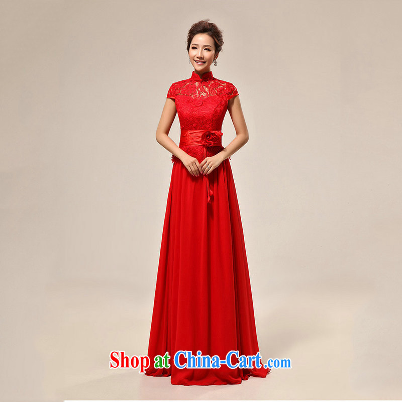 It is also optimized condolence new luxury of a sense field shoulder red lace bridal wedding dress XS 7106 red XXL