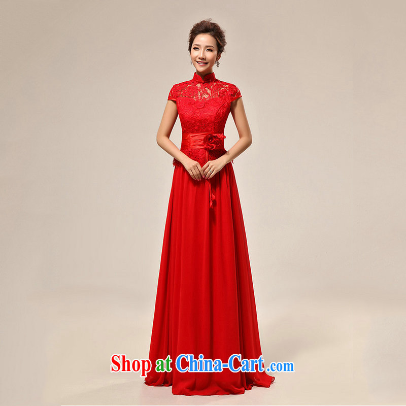 It is also optimized condolence new luxury of a sense field shoulder red lace bridal wedding dress XS 7106 red XXL, yet also optimize their swords into plowshares, and shopping on the Internet
