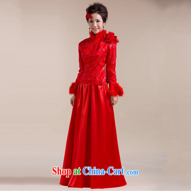 It is also optimized their swords into plowshares new Gross Gross for single cuff shoulder with flowers long skirt with drag and drop Chinese wedding dress XS 7094 red XXL, yet also optimize their swords into plowshares, and shopping on the Internet