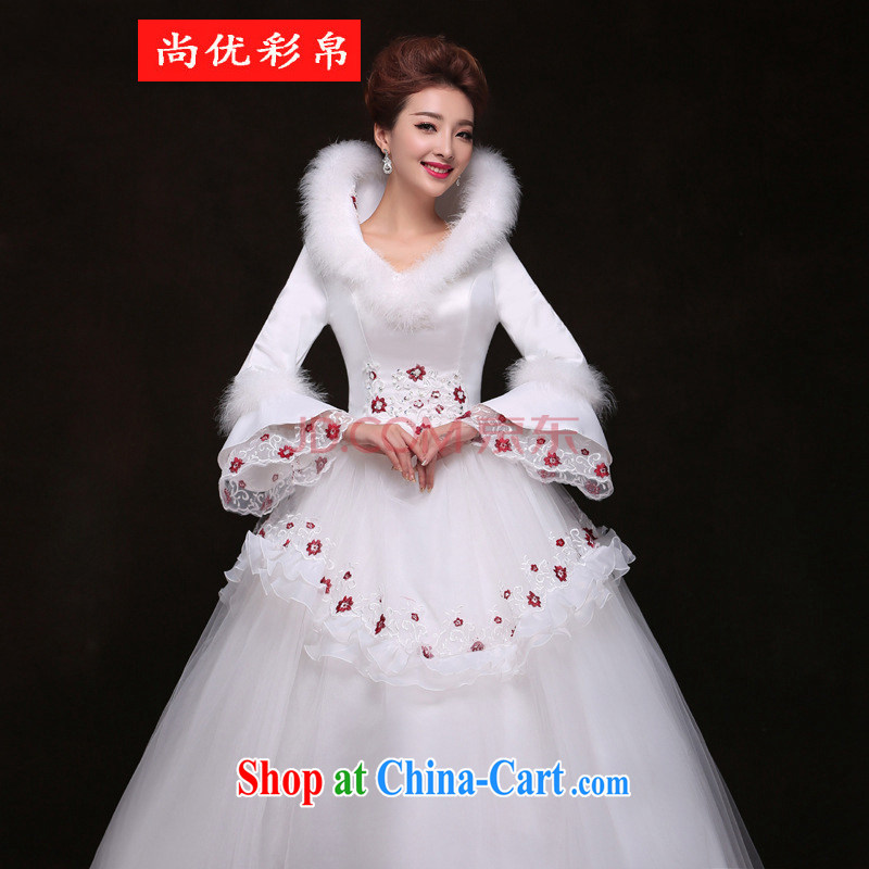 It is also optimized condolence new wedding winter long-sleeved alignment in winter, bridal Wedding Video thin Princess shaggy dress wedding yf 9626 red XXL