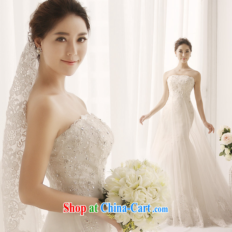 2015 new MTF Princess Mary Magdalene chest wedding tied with satin lace long-tail crowsfoot parquet drill retro Korean wedding s 1389 tail 100 173 cm - M, garden, shopping on the Internet