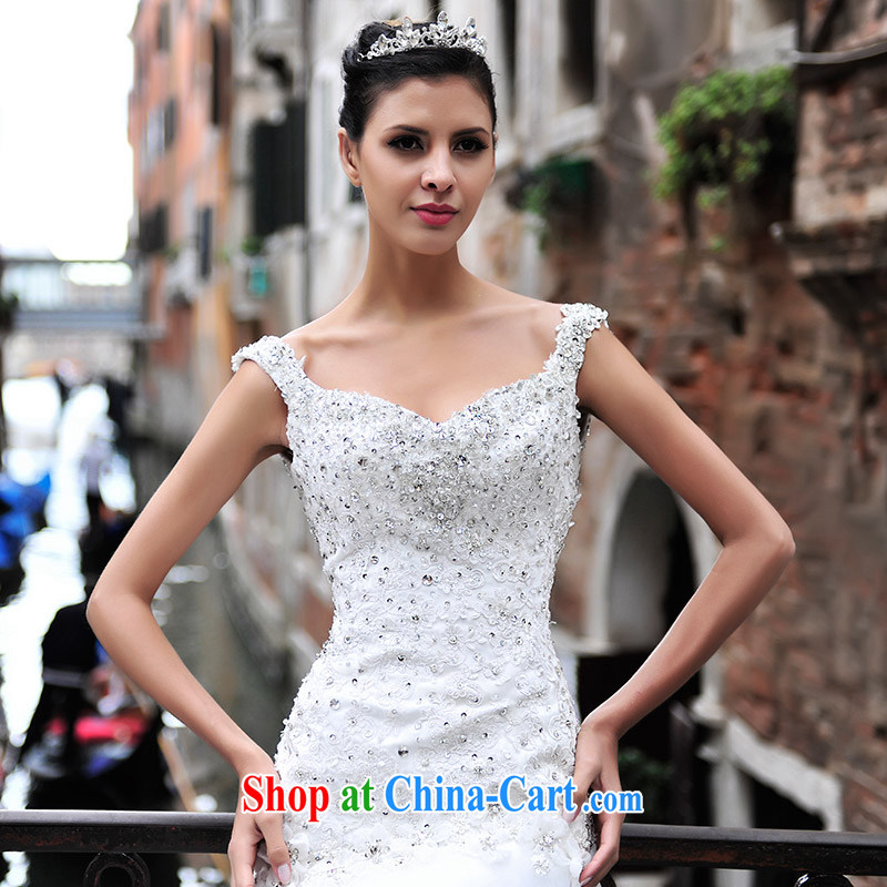Full court, Venice 2015 new wedding dresses s 21,431 shoulder-tail end crowsfoot parquet drilling bridal wedding 80 CM tail 173 - M, garden, shopping on the Internet