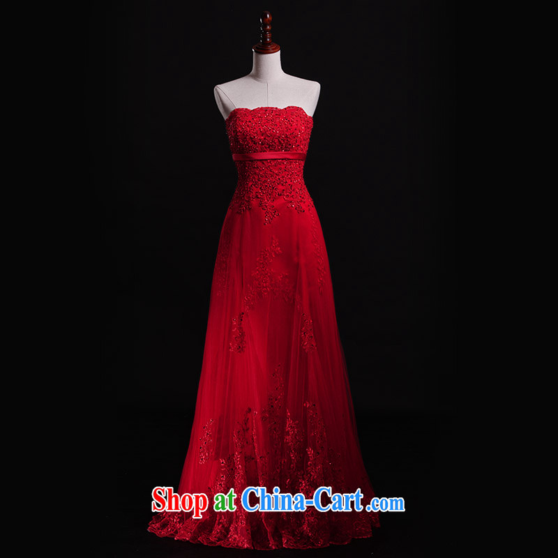 Full court, 2015 New Red wedding dresses S 21,433 A with parquet drill lace custom erase chest bridal dresses red with paragraph 173 - M