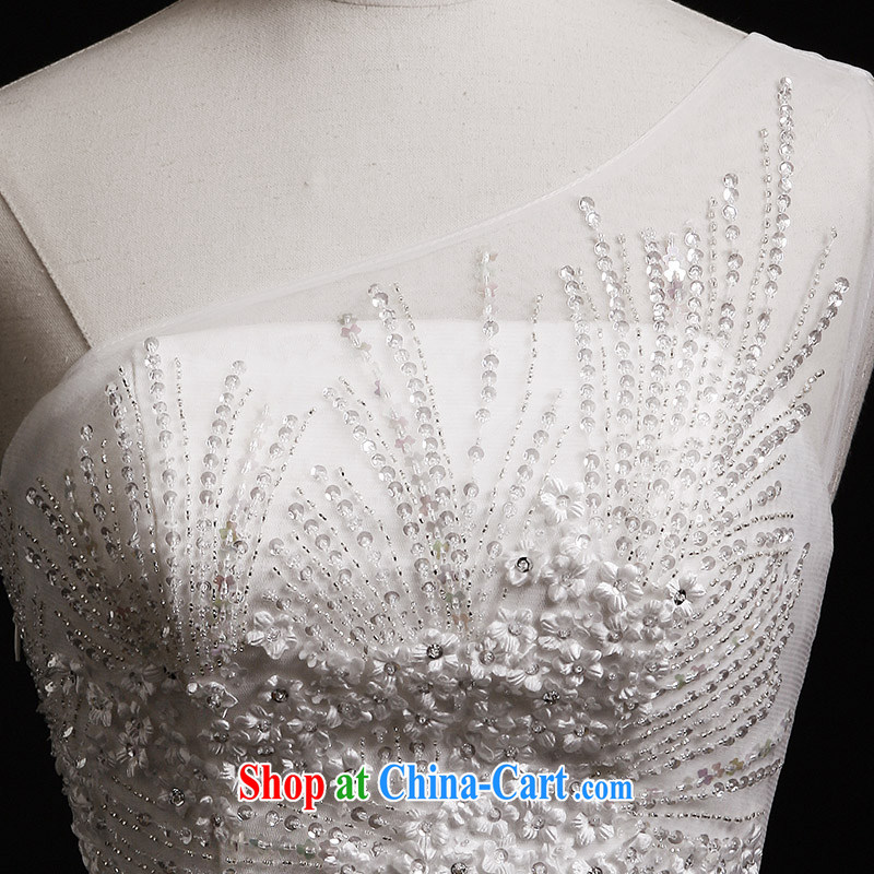 Garden 2015 new wedding dresses s 21,428 single shoulder A with parquet drill lace-tail bridal wedding tail 30 CM 173 - M, garden, shopping on the Internet