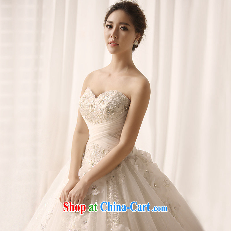 Full court, 2015 new wedding dresses bare chest heart-shaped chest cloud decorated bridal wedding flower manually S 1381 tail 60 CM tailored to full chamber-fang, shopping on the Internet