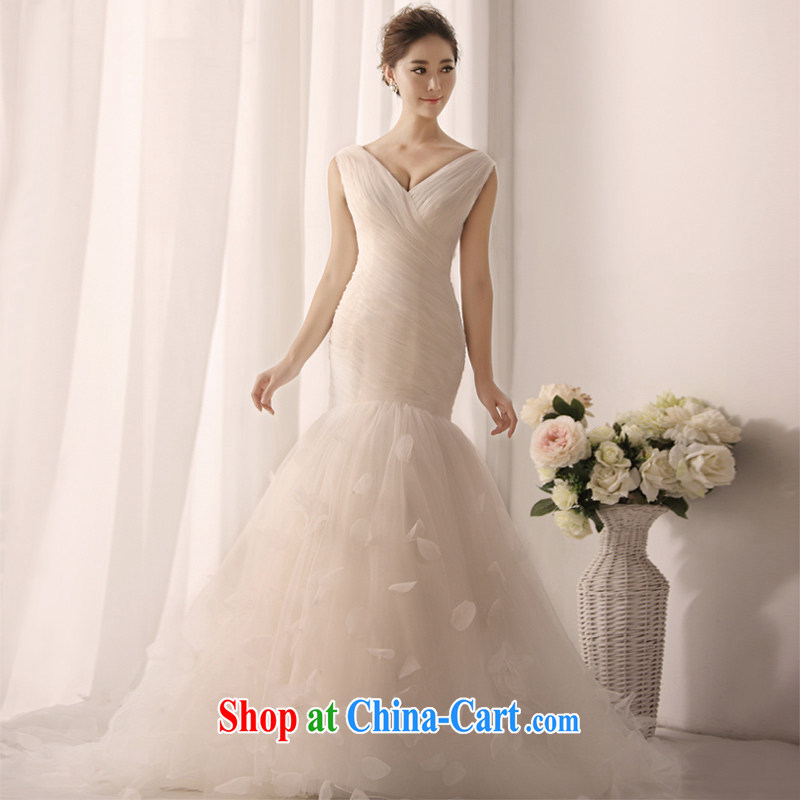Garden 2015 new crowsfoot shaggy wedding dresses double shoulder straps, wedding sexy V collar S 1390 tail 50 CM tailored