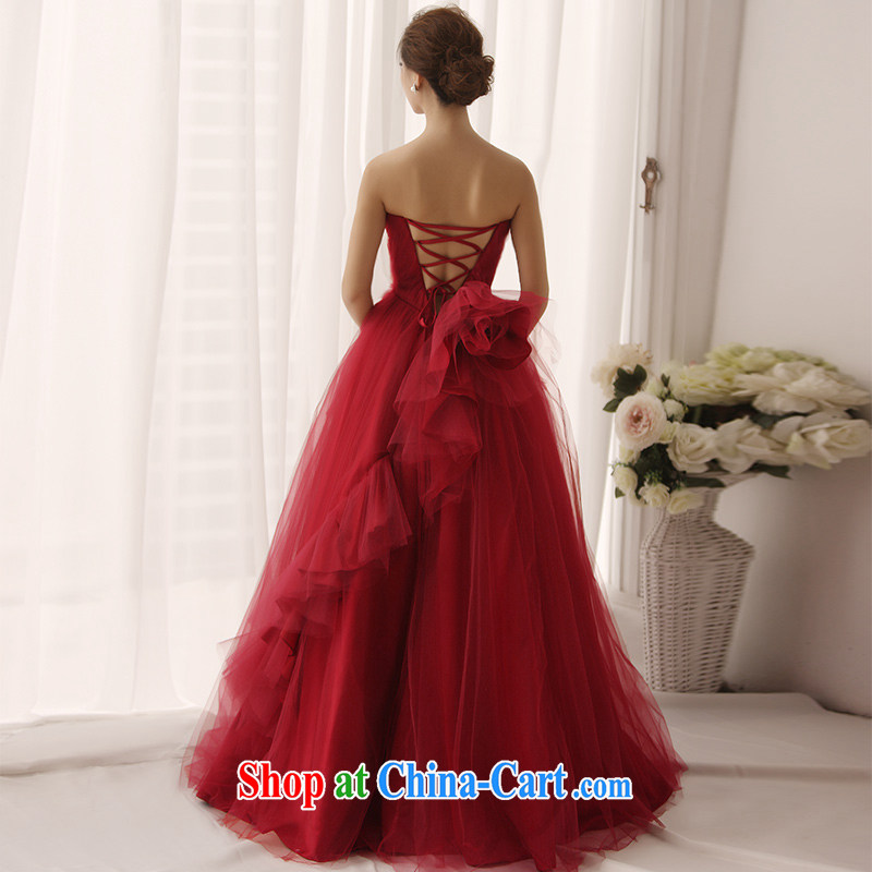 2015 New Red wedding Mary Magdalene wrong chest chest shaggy bridal wedding tail wedding S 1345 wine red tailored, garden, shopping on the Internet