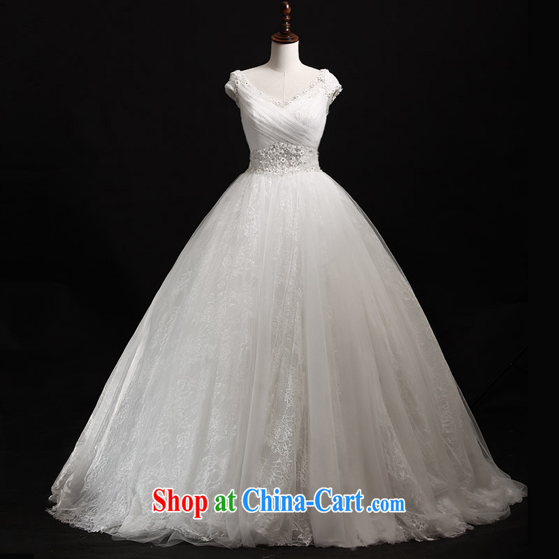 Garden 2015 new wedding dresses s 21,440 white shoulder inserts drill shaggy tail V collar bridal wedding tail 50 CM tailored