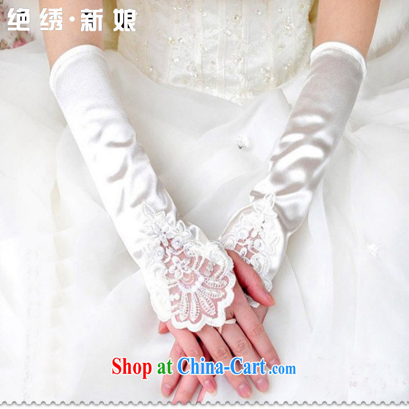 There is embroidery bridal lace wedding terrace staple the Pearl wedding gloves m White, is by no means a bride, and shopping on the Internet