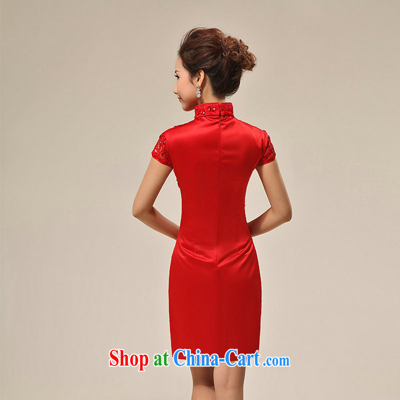 Optimize Hung-new red dresses bridal short bows stage qipao XS 8061 red XXL, optimize, and shopping on the Internet