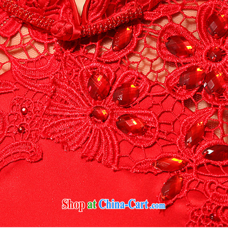 Optimize Hung-new red dresses bridal short bows stage qipao XS 8061 red XXL, optimize, and shopping on the Internet