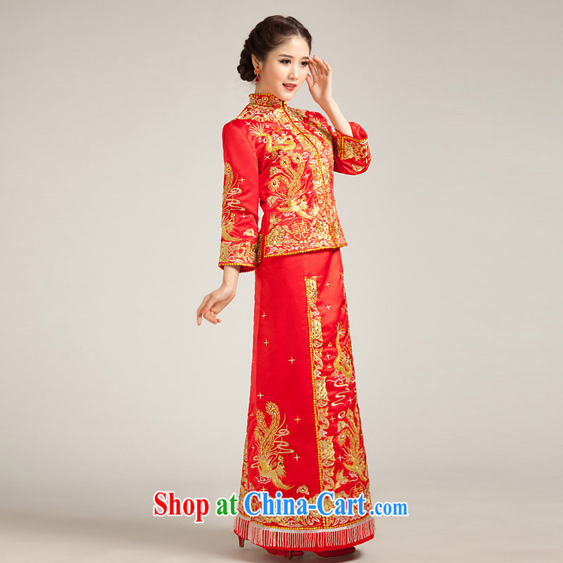 Moon 珪 guijin embroidery use phoenix gold and silver, and marriages cheongsam Chinese bows serving the red M code from Suzhou shipping, 珪 Keun (guijin), shopping on the Internet