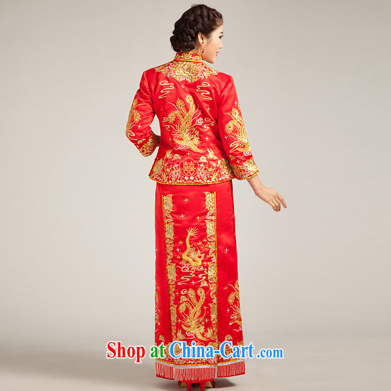 Moon 珪 guijin embroidery use phoenix gold and silver, and marriages cheongsam Chinese bows serving the red M code from Suzhou shipping, 珪 Keun (guijin), shopping on the Internet