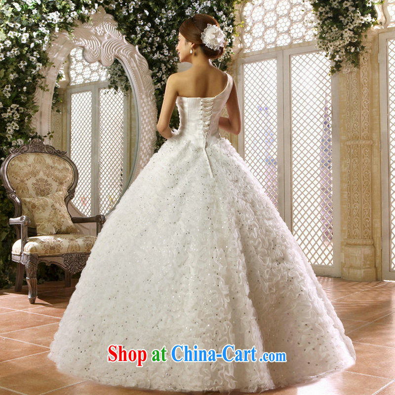 Optimize Hung-new Korean-style single shoulder bridal flowers shaggy dress with wedding dresses XS 8053 m White XXXL, optimize, and shopping on the Internet