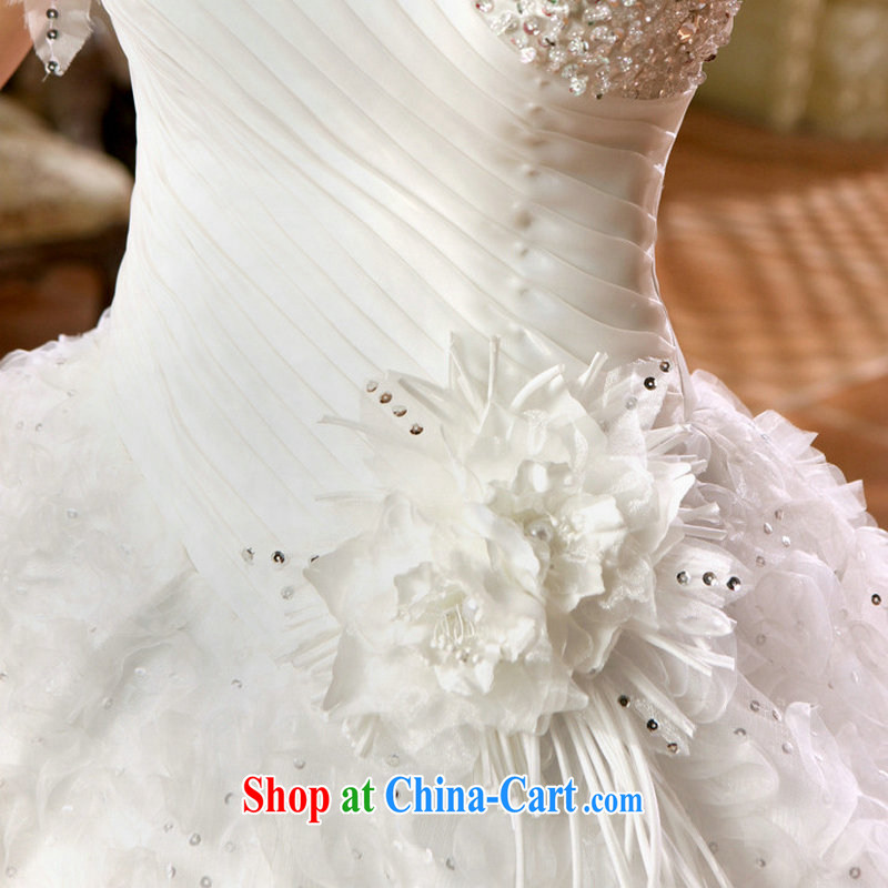 Optimize Hung-new Korean-style single shoulder bridal flowers shaggy dress with wedding dresses XS 8053 m White XXXL, optimize, and shopping on the Internet