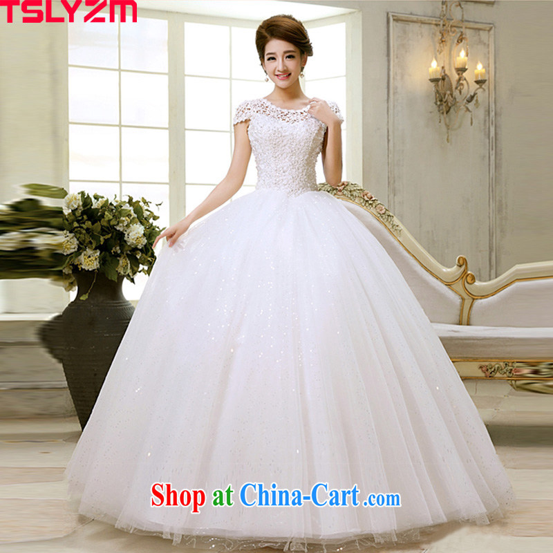 Tslyzm with wedding dresses new 2015 sweet Princess a shoulder collar with graphics thin lace inserts drill shaggy skirts XXL