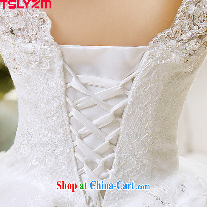 Tslyzm wedding 2015 spring and summer new bride wedding dress a field package double-shoulder lace V for Korean-style with wedding dress white XL, Tslyzm, shopping on the Internet