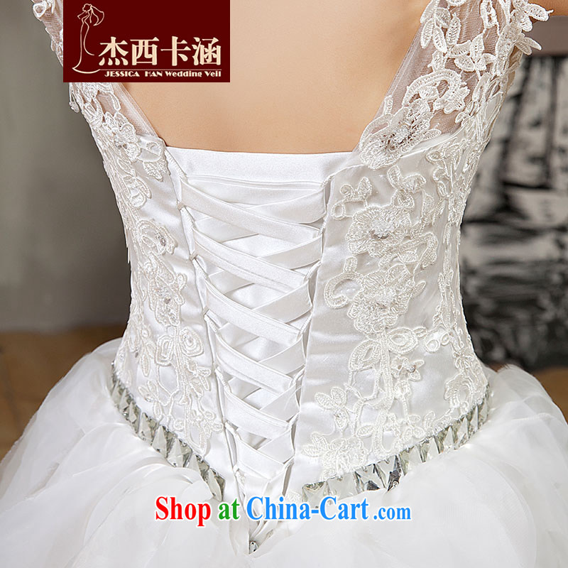 Jessica covers wedding new 2014 white Korean-style with dual shoulder strap V-neck feather wedding 2062 m White XL, Jessica (jessica han), and on-line shopping
