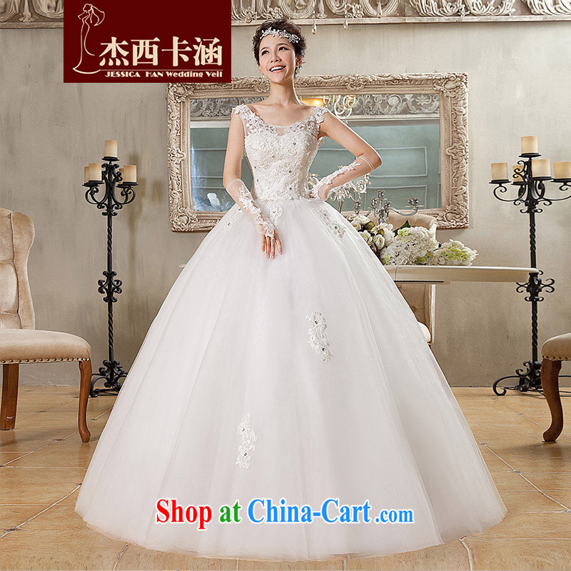 Jessica covers new 2014 version won a field package shoulder wedding lace Princess with strap wedding 2065 m White XL