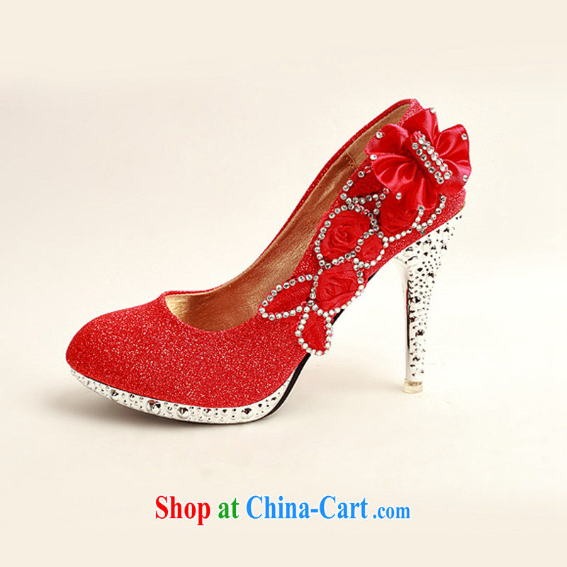 Diane M Qi 2014 women shoes new, ultra-elegant water drilling wedding shoes bridal shoes red, round head high-heel shoes XZ 10,012 red 38, Diane M Ki, shopping on the Internet