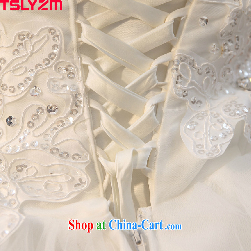 Drag and drop the extra long tail wedding dresses new 2015 spring and summer graphics thin bride Mary Magdalene chest diamond luxury white L, Tslyzm, shopping on the Internet