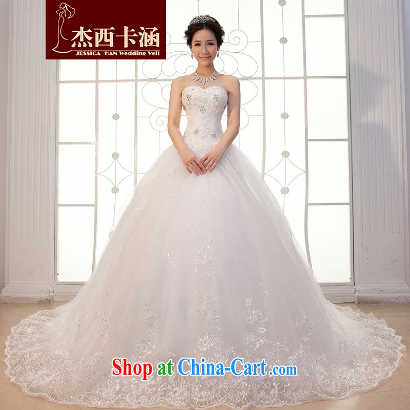 Jessica covered by wedding dresses 2014 new Princess bride Korean version Mary Magdalene chest lace tie-the-tail 2053 m White XL, Jessica (jessica han), and on-line shopping