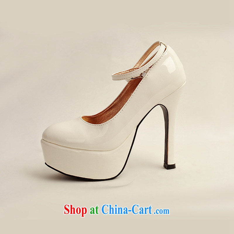 Diane M Qi 2014 women shoes new varnished leather, smooth flash light, deluxe waterproof single bridal shoes bridal shoes white, round-head high-heel shoes white 38, Diane M-kay, shopping on the Internet