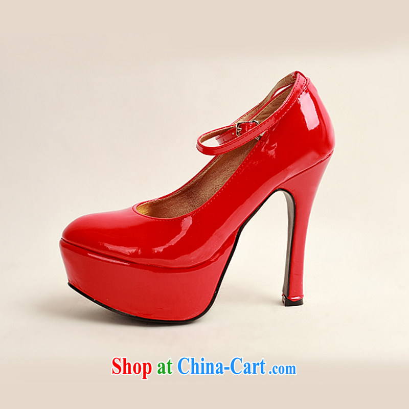 Diane M Qi 2014 women shoes new varnished leather, smooth flash light, deluxe waterproof single bridal shoes bridal shoes red, round-head high-heel shoes red 38, Diane M-ki, shopping on the Internet