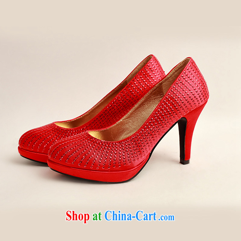Diane M Ki Korean high-heel red wedding shoes larger marriage shoes bridal shoes 2014 new women shoes DXZ 10,030 red 38, Diane M Qi, shopping on the Internet